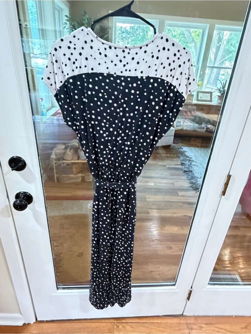 Spense Black and White Polka Dot Wide Leg Jumpsuit